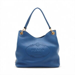 Prada Vitello Phoenix Leather Hobo Shoulder Bag Blue